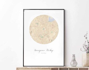 QUEZON CITY Philippines map poster wall decor design modern minimal nordic travel bedroom home art vintage retro dorm nursery housewarming