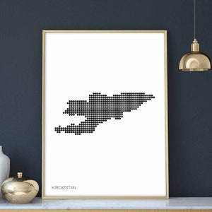 KIRGIZSTAN Landkarte Karte retro Wandbild Karte retro skandinavisch schwarz weiss Karte Karte