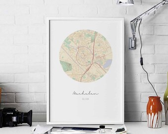 MECHELEN Belgium map poster wall decor design modern minimal nordic travel bedroom home art vintage retro dorm nursery housewarming