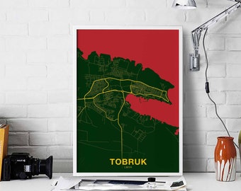 TOBRUK Libya map poster color Hometown City Print Modern Home Decor Office Decoration Wall Art Dorm Bedroom Gift art
