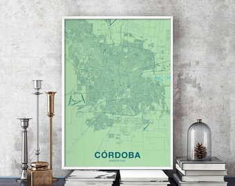 CORDOBA Argentina map poster color Hometown City Print Modern Home Decor Office Decoration Wall Art Dorm Bedroom Gift art
