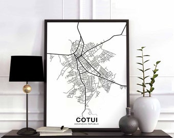 COTUI Dominican Republic map poster black white  Hometown City Print Modern Home Decor Office Decoration Wall Art Dorm Bedroom Gift