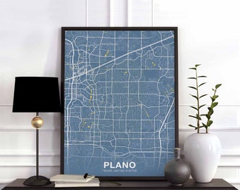 PLANO Texas TX USA poster color Hometown City Print Modern Home Decor Office Decoration Wall Art Dorm Bedroom Gift
