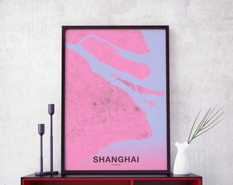 SHANGHAI China poster color Hometown City Print Modern Home Decor Office Decoration Wall Art Dorm Bedroom Gift
