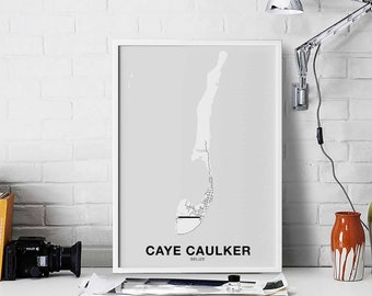 CAYE CAULKER Belize map poster Hometown City Print Modern Home Decor Office Decoration Wall Art Dorm Bedroom Gift