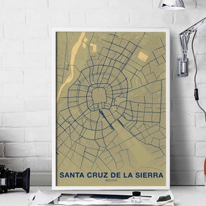 SANTA CRUZ Bolivia poster color Hometown City Print Modern Home Decor Office Decoration Wall Art Dorm Bedroom Gift