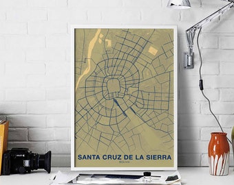 SANTA CRUZ Bolivia poster color Hometown City Print Modern Home Decor Office Decoration Wall Art Dorm Bedroom Gift