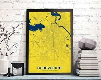 SHREVEPORT Louisiana LA USA poster color Hometown City Print Modern Home Decor Office Decoration Wall Art Dorm Bedroom Gift