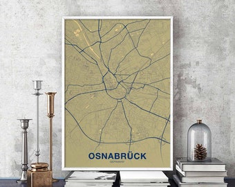 OSNABRUCK  Germany map poster color Hometown City Print Modern Home Decor Office Decoration Wall Art Dorm Bedroom Gift