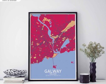 GALWAY Ireland map poster black white Hometown City Print Modern Home Decor Office Decoration Wall Art Dorm Bedroom Gift
