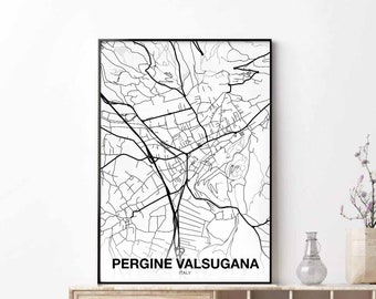 PERGINE VALSUGANA Italy map poster Hometown City Print Modern Home Decor Office Decoration Wall Art Dorm Bedroom Gift