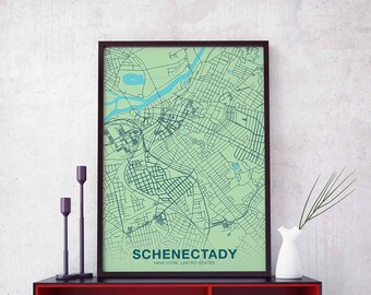SCHENECTADY New York NY USA poster color Hometown City Print Modern Home Decor Office Decoration Wall Art Dorm Bedroom Gift