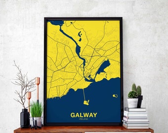 GALWAY Ireland poster color Hometown City Print Modern Home Decor Office Decoration Wall Art Dorm Bedroom Gift