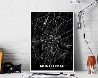 MONTELIMAR France map poster black white Hometown City Print Modern Home Decor Office Decoration Wall Art Dorm Bedroom Gift