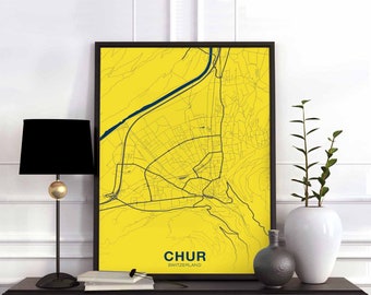 CHUR Switzerland poster color Hometown City Print Modern Home Decor Office Decoration Wall Art Dorm Bedroom Gift