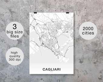 CAGLIARI Italy map poster Hometown City Print Modern Home Decor Office Decoration Wall Art Dorm Bedroom Gift