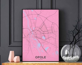 OPOLE Poland map poster color Hometown City Print Modern Home Decor Office Decoration Wall Art Dorm Bedroom Gift