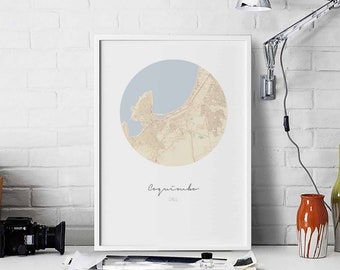 COQUIMBO Chile map poster wall decor design modern minimal nordic travel bedroom home art vintage retro dorm nursery housewarming