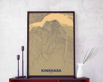 KINSHASA Zaire poster color Hometown City Print Modern Home Decor Office Decoration Wall Art Dorm Bedroom Gift