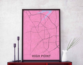 HIGH POINT North Carolina NC usa poster color Hometown City Print Modern Home Decor Office Decoration Wall Art Dorm Bedroom Gift
