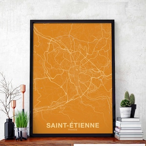 SAINT-ETIENNE France carte affiche couleurs ville natale ville impression moderne décor à la maison bureau décoration mur art dortoir chambre cadeau
