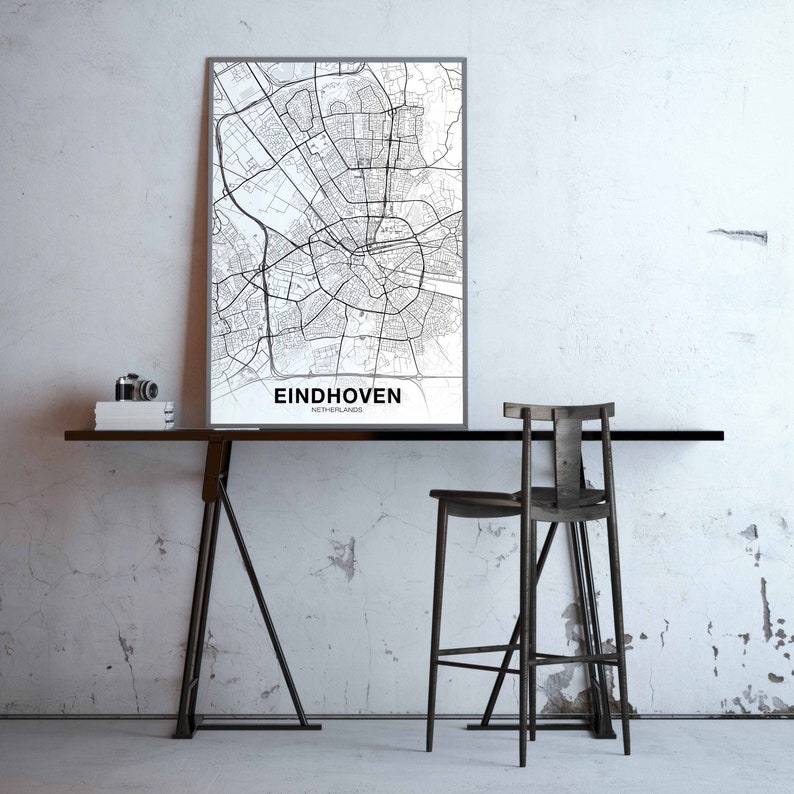 EINDHOVEN NETHERLANDS Map Poster Hometown City Print Modern Etsy