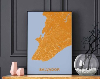 SALVADOR Brazil poster color Hometown City Print Modern Home Decor Office Decoration Wall Art Dorm Bedroom Gift