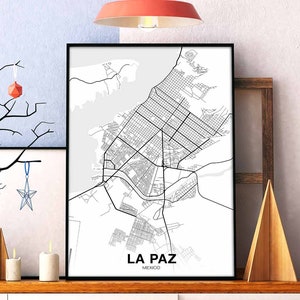 LA PAZ mexique carte affiche ville natale ville impression moderne décor à la maison bureau décoration mur art dortoir chambre cadeau