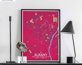ALBANY New York USA map poster black white Hometown City Print Modern Home Decor Office Decoration Wall Art Dorm Bedroom Gift