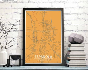 ESPANOLA New Mexico USA map poster black white Hometown City Print Modern Home Decor Office Decoration Wall Art Dorm Bedroom Gift
