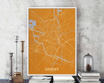 GHENT Belgium poster color Hometown City Print Modern Home Decor Office Decoration Wall Art Dorm Bedroom Gift