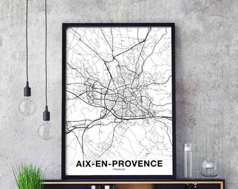 AIX-EN-PROVENCE France map poster Hometown City Print Modern Home Decor Office Decoration Wall Art Dorm Bedroom Gift