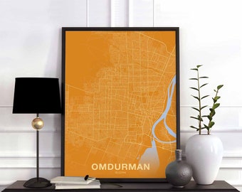 OMDURMAN Sudanmap poster color Hometown City Print Modern Home Decor Office Decoration Wall Art Dorm Bedroom Gift