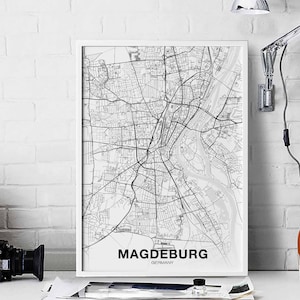 MAGDEBOURG allemagne carte affiche ville natale ville impression moderne décor à la maison bureau décoration mur art dortoir chambre cadeau