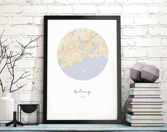 GALWAY Ireland map poster wall decor design modern minimal nordic travel bedroom home art vintage retro dorm nursery housewarming
