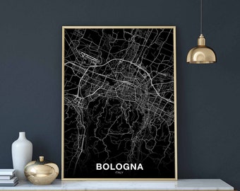 BOLOGNA Italy map poster black white Hometown City Print Modern Home Decor Office Decoration Wall Art Dorm Bedroom Gift