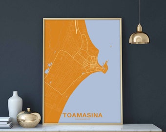 TOAMASINA Madagascar map poster color Hometown City Print Modern Home Decor Office Decoration Wall Art Dorm Bedroom Gift art