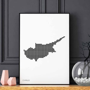 ZYPERN Landkarte minimalistisch schwarz weiss Wandbild Landkarte Design modern schweizerisch skandinavisch Einweihungsparty