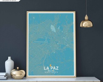 LA PAZ Bolivia map poster black white Hometown City Print Modern Home Decor Office Decoration Wall Art Dorm Bedroom Gift
