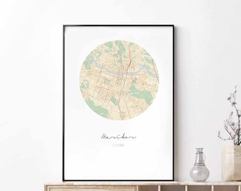 MARIBOR Slovenia map poster wall decor design modern minimal nordic travel bedroom home art vintage retro dorm nursery housewarming