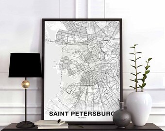 SAINT PETERSBURG Russia map poster Hometown City Print Modern Home Decor Office Decoration Wall Art Dorm Bedroom Gift