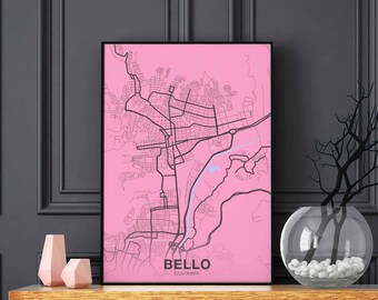 BELLO Colombia poster color Hometown City Print Modern Home Decor Office Decoration Wall Art Dorm Bedroom Gift