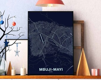 MBUJI-MAYI Zaire map poster color Hometown City Print Modern Home Decor Office Decoration Wall Art Dorm Bedroom Gift