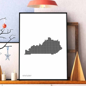 KENTUCKY Landkarte moderne Wandkunst KENTUCKY modern schweizerisch skandinavisch schwarz weiß Wandbild Karte Geschenk Einweihungsparty