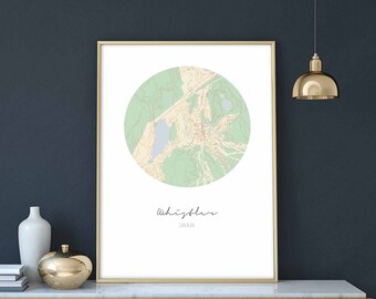 WHISTLER Canada map poster wall decor design modern minimal nordic travel bedroom home art vintage retro dorm nursery housewarming