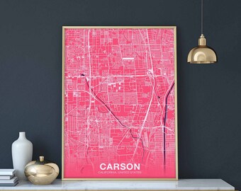 CARSON California CA USA poster color Hometown City Print Modern Home Decor Office Decoration Wall Art Dorm Bedroom Gift