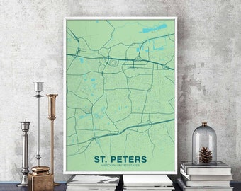 ST PETERS Missouri MO us map poster color Hometown City Print Modern Home Decor Office Decoration Wall Art Dorm Bedroom Gift
