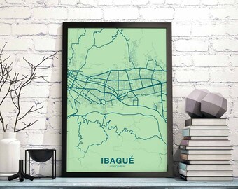 IBAGUE Colombia map poster color Hometown City Print Modern Home Decor Office Decoration Wall Art Dorm Bedroom Gift