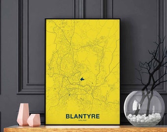 BLANTYRE Malawi map poster color Hometown City Print Modern Home Decor Office Decoration Wall Art Dorm Bedroom Gift art