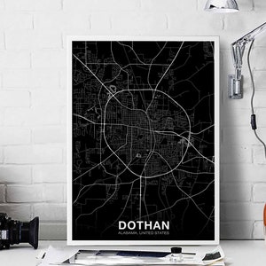 DOTHAN Alabama AL USA Poster Schwarz Weiß Hometown City Print Moderne Wohnkultur Büro Dekoration Wand Kunst Wohnheim Schlafzimmer Geschenk